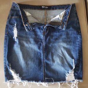 Women's Wax Jean Distressed Denim Skirt size Med
